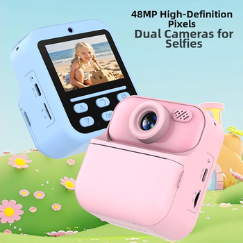Детска цифрова камера с двойна камера, 48 MP, HD видео, 2,4-инчов LCD екран, TF карта