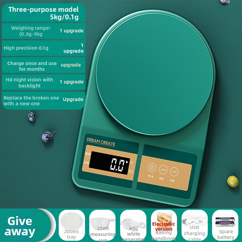 KO6M elektromos konyhai mérleg, 0,01 g pontosságú ételméréshez, háztartási használatra