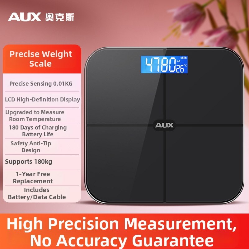 Aux cântar corporal digital cu afișaj LCD, funcționare cu atingere, intervalul de greutate 0,2–180 kg, sticlă temperată, model ATZ-30D4C112