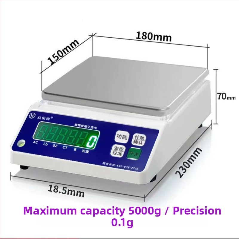 Laboratóriumi elektronikus mérleg, 10 kg kapacitás, 0,01 g olvasási pontosság, elektronikus mérés, AC/DC tápellátás, multifunkcionális