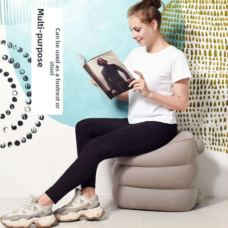 Miaosite MT501-3 pūšamais kāju spilventiālis ceļojumiem ārā, flokēta virsma, videi draudzīgs PVC, svars 0.67 kg