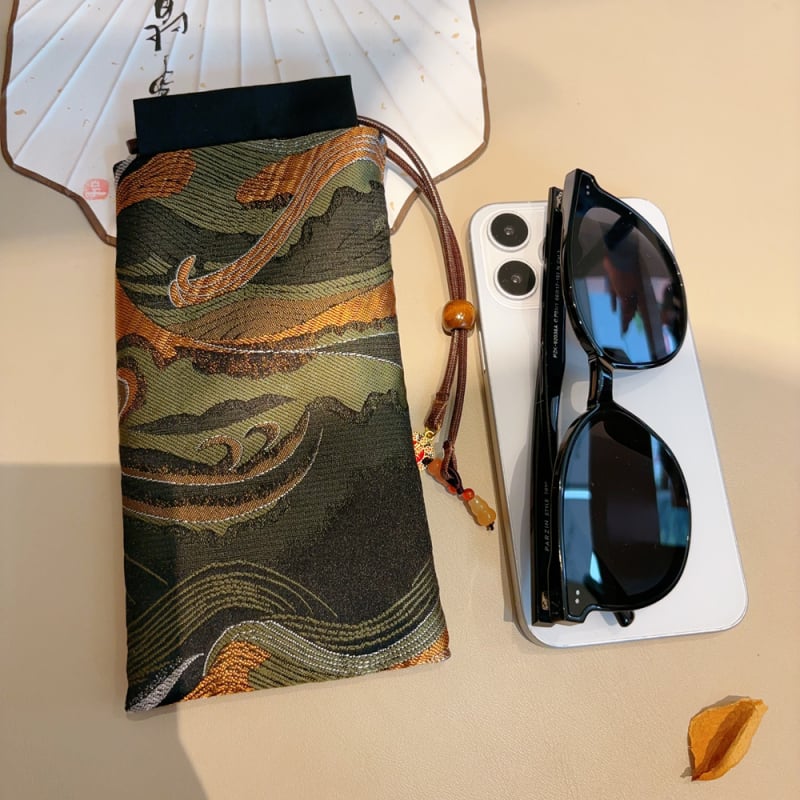 Crossbody mobiltelefon-táska irodalmi-nemzeti stílusban, selyem anyag, húzózárral záródó, poliészter bélés, nőknek