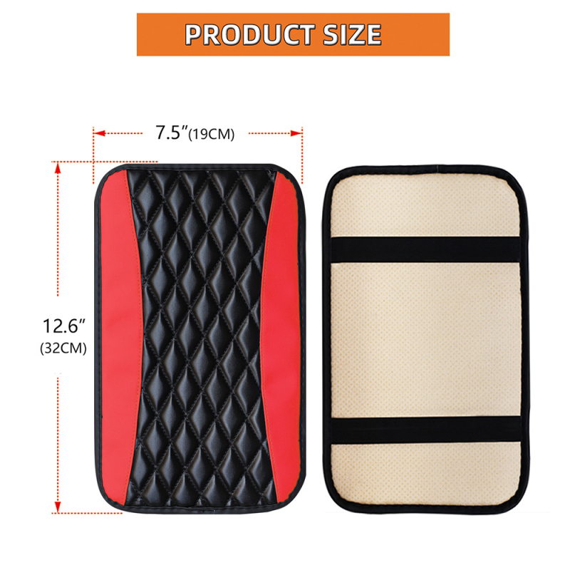 Кожена подложка за ръка на централната конзола на автомобил, 3D бродерия с цветя, универсална съвместимост