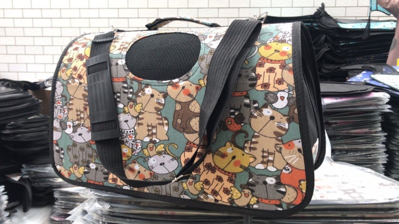 Чанта за домашни любимци — Карикатурна котка в космическа капсула, комплект от три части, Oxford материал, капацитет 0-8 кг, сгъваема чанта за пренасяне