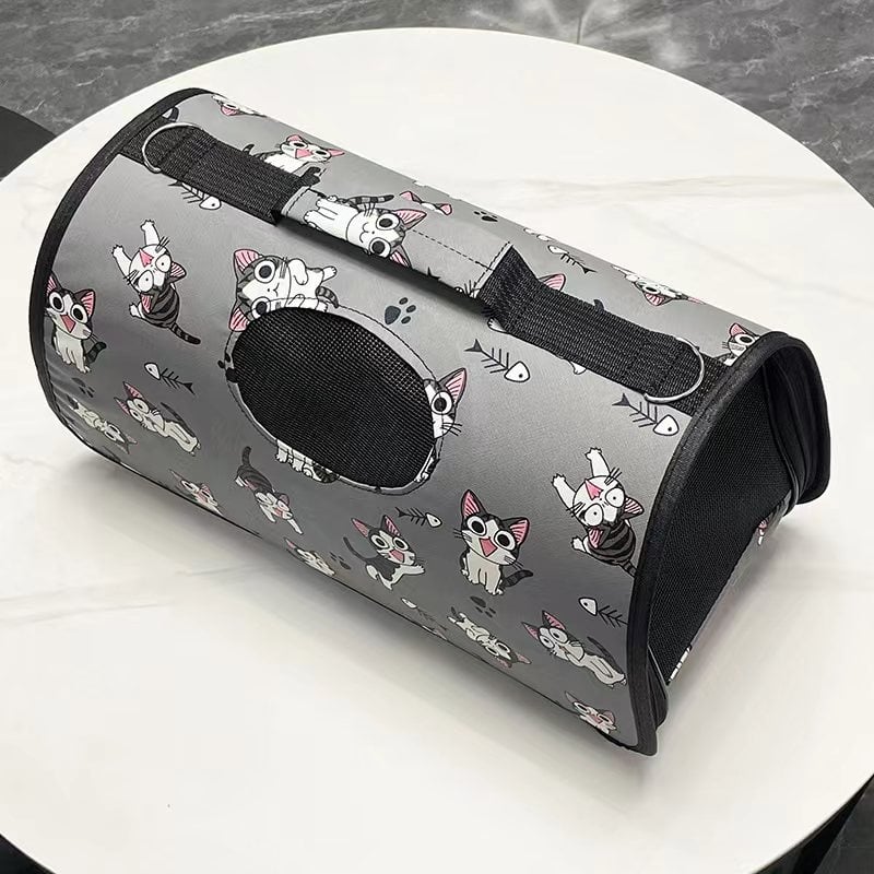 Чанта за домашни любимци — Карикатурна котка в космическа капсула, комплект от три части, Oxford материал, капацитет 0-8 кг, сгъваема чанта за пренасяне