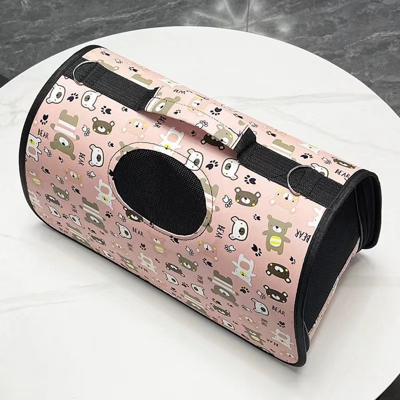 Чанта за домашни любимци — Карикатурна котка в космическа капсула, комплект от три части, Oxford материал, капацитет 0-8 кг, сгъваема чанта за пренасяне