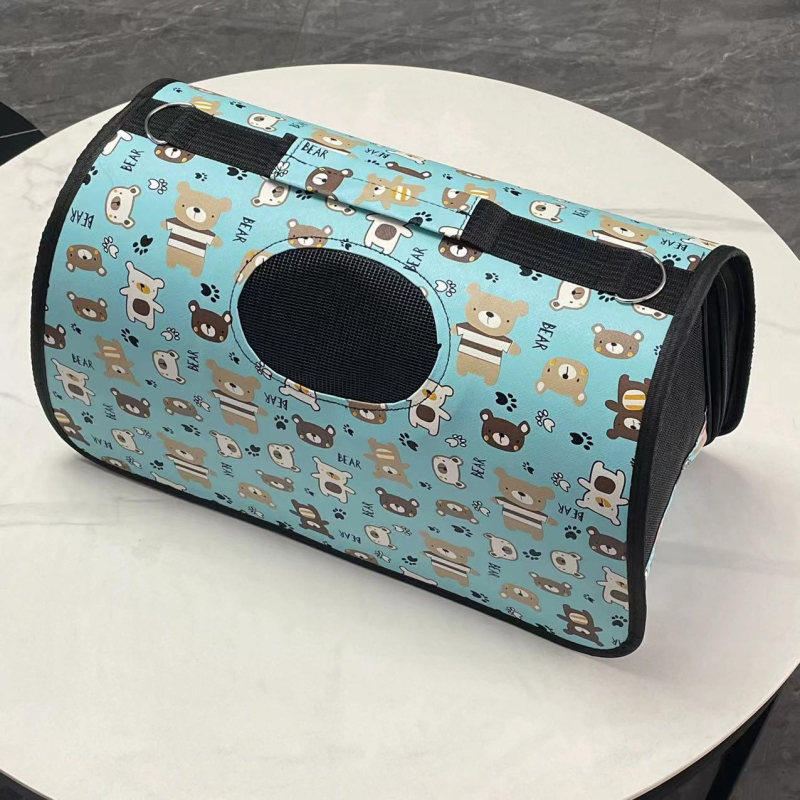 Чанта за домашни любимци — Карикатурна котка в космическа капсула, комплект от три части, Oxford материал, капацитет 0-8 кг, сгъваема чанта за пренасяне