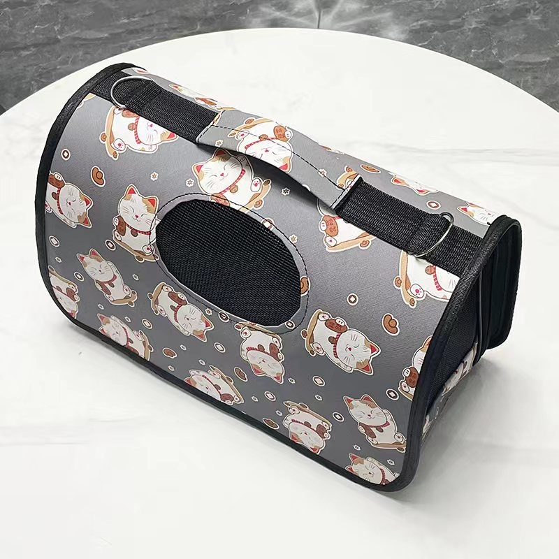 Чанта за домашни любимци — Карикатурна котка в космическа капсула, комплект от три части, Oxford материал, капацитет 0-8 кг, сгъваема чанта за пренасяне