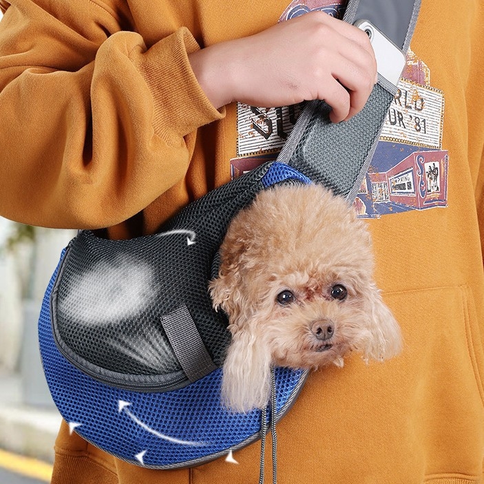 Geantă pentru animale de companie, pentru călătorii, cu țesătură respirabilă, curea crossbody pentru câini și pisici, design moale, marcă privată autorizată