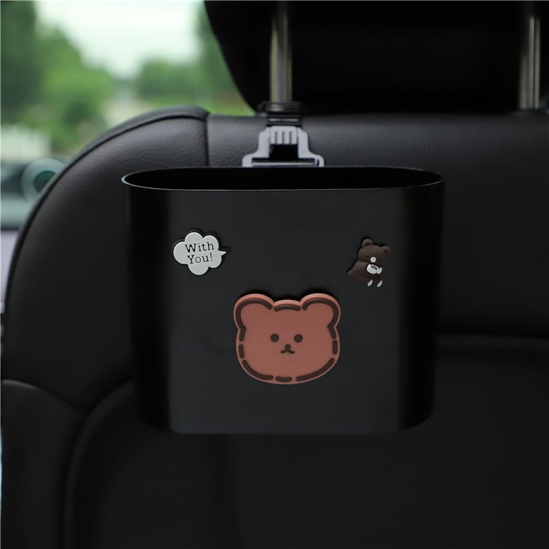Автомобилен кош за отпадъци с карикатурен дизайн, закачен на облегалката на седалката, пластмасов материал, персонализируем, универсално съвместим
