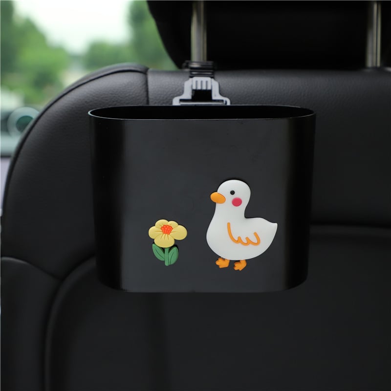 Автомобилен кош за отпадъци с карикатурен дизайн, закачен на облегалката на седалката, пластмасов материал, персонализируем, универсално съвместим