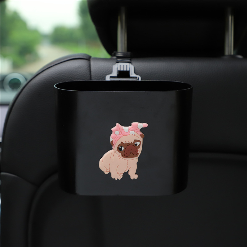 Автомобилен кош за отпадъци с карикатурен дизайн, закачен на облегалката на седалката, пластмасов материал, персонализируем, универсално съвместим