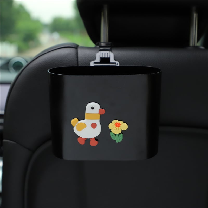 Автомобилен кош за отпадъци с карикатурен дизайн, закачен на облегалката на седалката, пластмасов материал, персонализируем, универсално съвместим