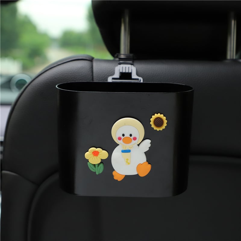 Автомобилен кош за отпадъци с карикатурен дизайн, закачен на облегалката на седалката, пластмасов материал, персонализируем, универсално съвместим