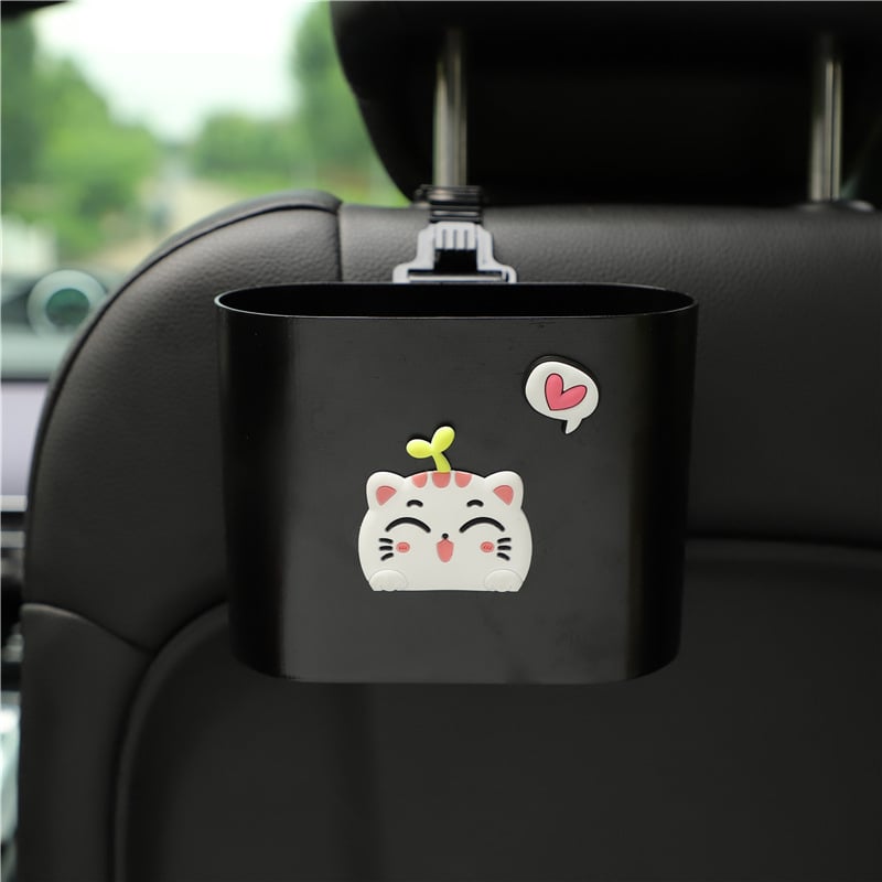 Автомобилен кош за отпадъци с карикатурен дизайн, закачен на облегалката на седалката, пластмасов материал, персонализируем, универсално съвместим