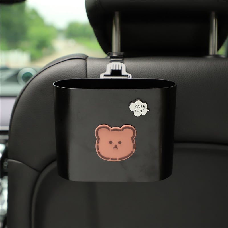 Автомобилен кош за отпадъци с карикатурен дизайн, закачен на облегалката на седалката, пластмасов материал, персонализируем, универсално съвместим