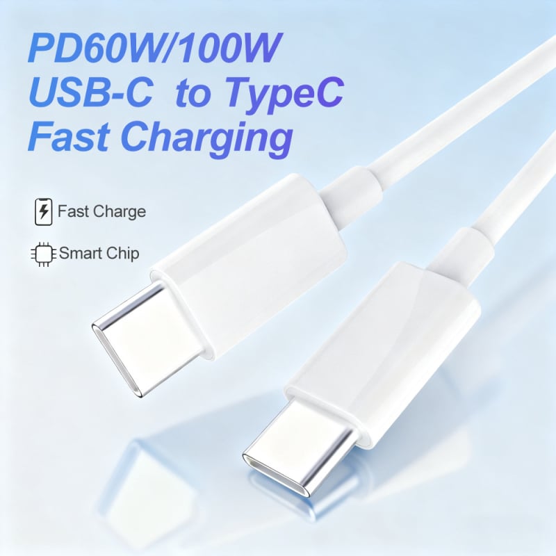 Καλώδιο USB-C ταχείας φόρτισης 60W, USB-C σε USB-C, μήκος 1–2 μ, καλώδιο μεταφοράς δεδομένων