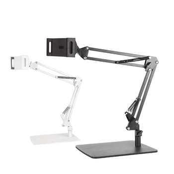 Konzoles veida planšetdatora statīvs – alumīnija sakausējums, saliekams, brīvi griežas, svars 1,5 kg