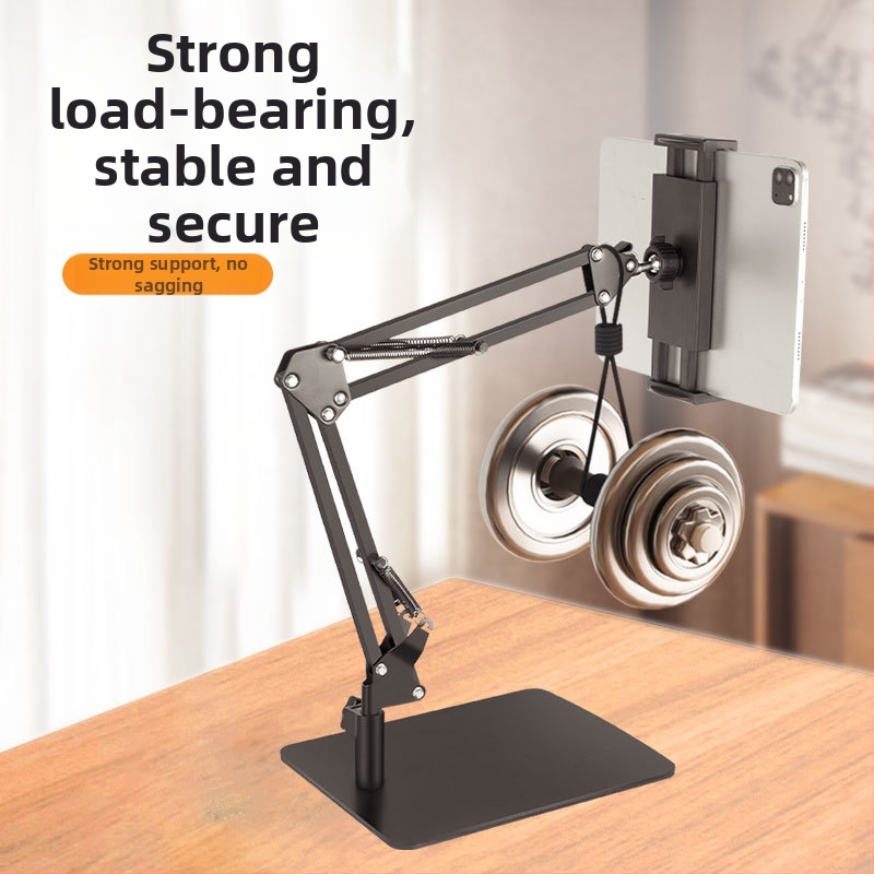 Konzoles veida planšetdatora statīvs – alumīnija sakausējums, saliekams, brīvi griežas, svars 1,5 kg