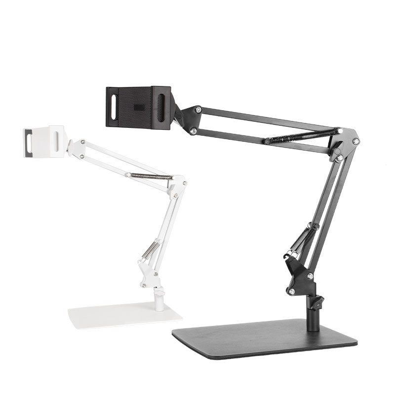 Konzoles veida planšetdatora statīvs – alumīnija sakausējums, saliekams, brīvi griežas, svars 1,5 kg