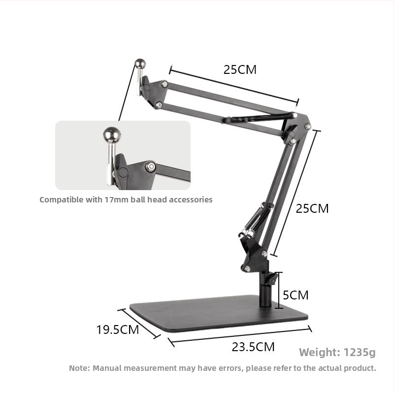 Konzoles veida planšetdatora statīvs – alumīnija sakausējums, saliekams, brīvi griežas, svars 1,5 kg