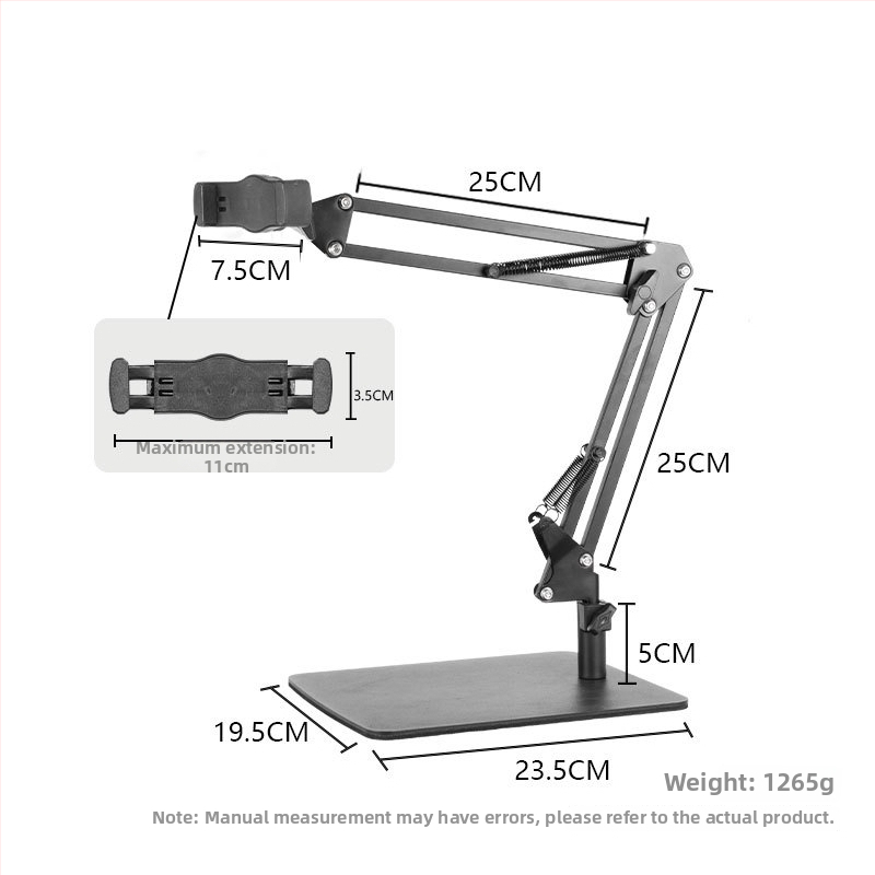 Konzoles veida planšetdatora statīvs – alumīnija sakausējums, saliekams, brīvi griežas, svars 1,5 kg