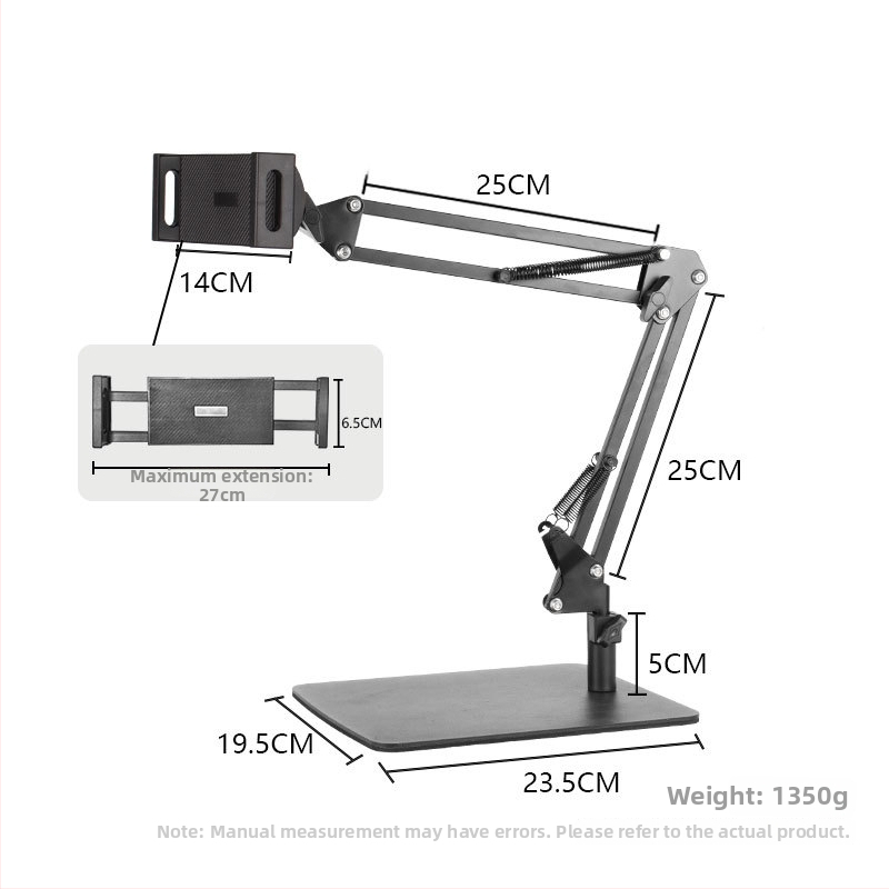 Konzoles veida planšetdatora statīvs – alumīnija sakausējums, saliekams, brīvi griežas, svars 1,5 kg