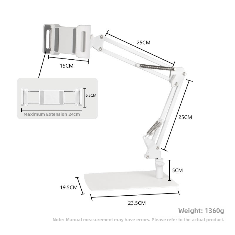 Konzoles veida planšetdatora statīvs – alumīnija sakausējums, saliekams, brīvi griežas, svars 1,5 kg