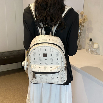 Ruksak s motivom medvjeda za žene, Zima 2025, zatvarač, podstava od breskine kože, vodootporan, otporan na habanje, protiv krađe