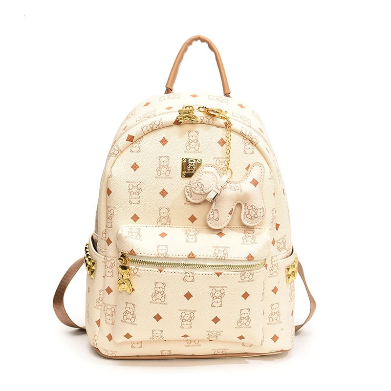 Ruksak s motivom medvjeda za žene, Zima 2025, zatvarač, podstava od breskine kože, vodootporan, otporan na habanje, protiv krađe