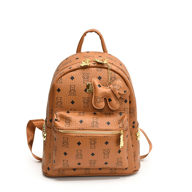 Ruksak s motivom medvjeda za žene, Zima 2025, zatvarač, podstava od breskine kože, vodootporan, otporan na habanje, protiv krađe