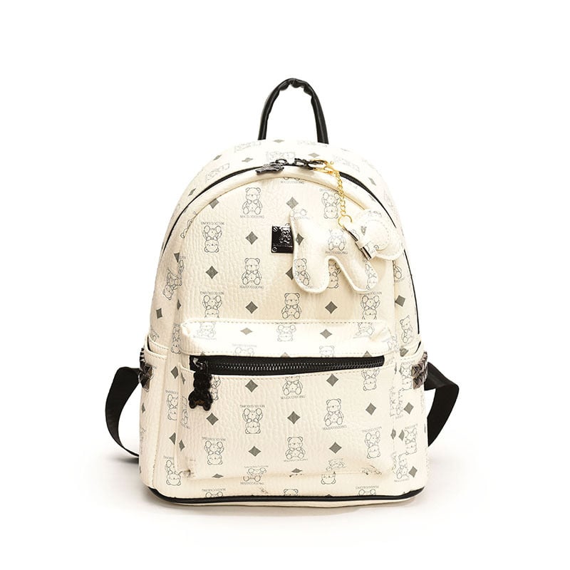 Ruksak s motivom medvjeda za žene, Zima 2025, zatvarač, podstava od breskine kože, vodootporan, otporan na habanje, protiv krađe