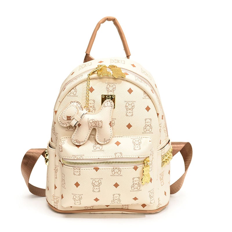 Ruksak s motivom medvjeda za žene, Zima 2025, zatvarač, podstava od breskine kože, vodootporan, otporan na habanje, protiv krađe