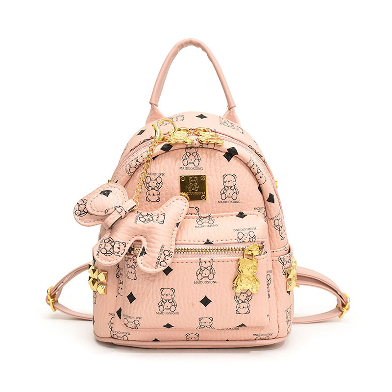 Ruksak s motivom medvjeda za žene, Zima 2025, zatvarač, podstava od breskine kože, vodootporan, otporan na habanje, protiv krađe