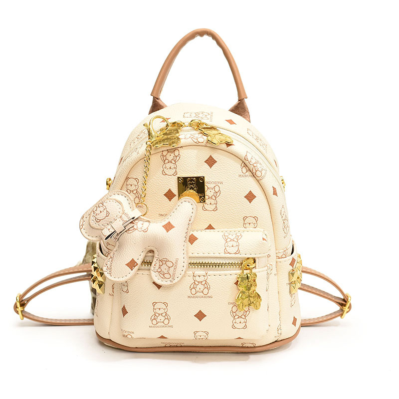 Ruksak s motivom medvjeda za žene, Zima 2025, zatvarač, podstava od breskine kože, vodootporan, otporan na habanje, protiv krađe