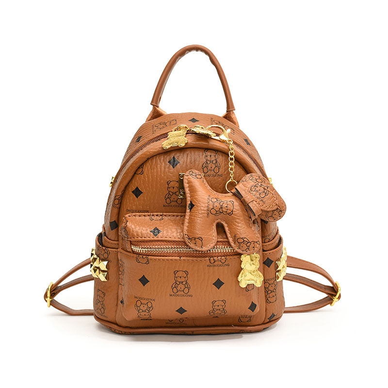 Ruksak s motivom medvjeda za žene, Zima 2025, zatvarač, podstava od breskine kože, vodootporan, otporan na habanje, protiv krađe