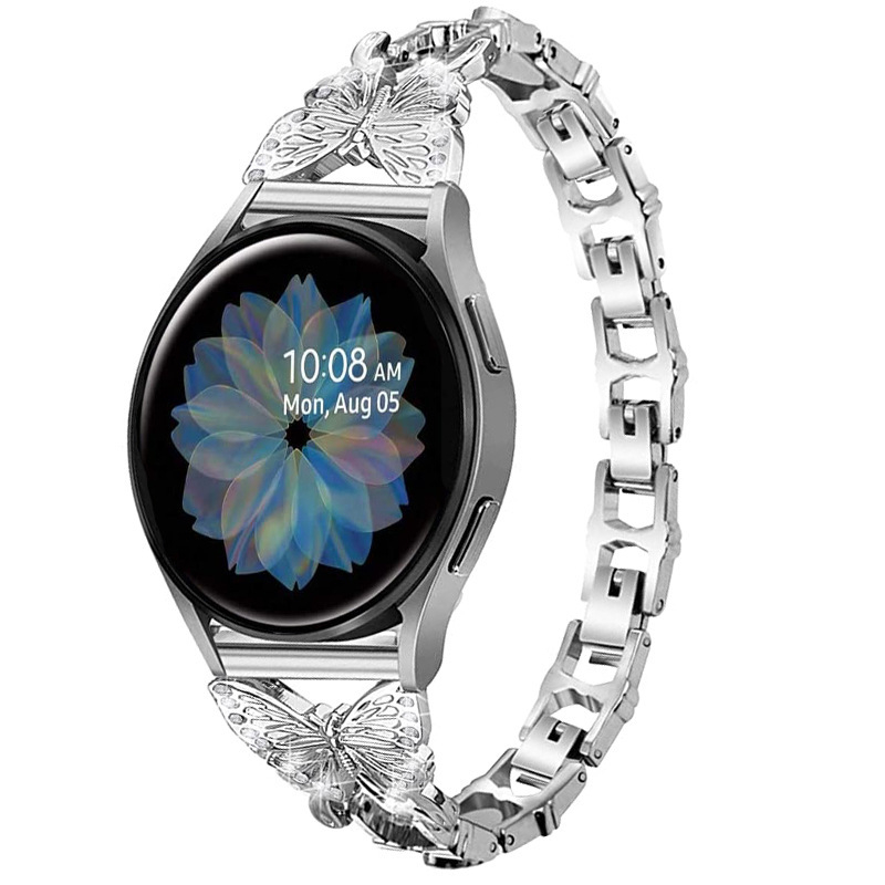 Bratara pentru Apple Watch cu motiv fluture diamantat, aliaj de zinc, compatibilă cu Apple Watch generațiile 1–8, închidere snap