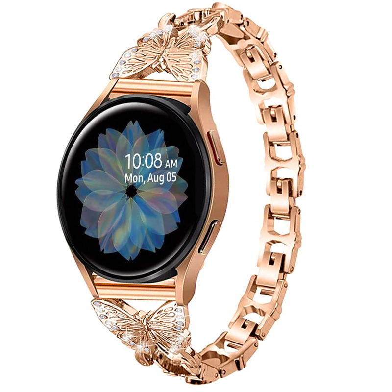 Bratara pentru Apple Watch cu motiv fluture diamantat, aliaj de zinc, compatibilă cu Apple Watch generațiile 1–8, închidere snap