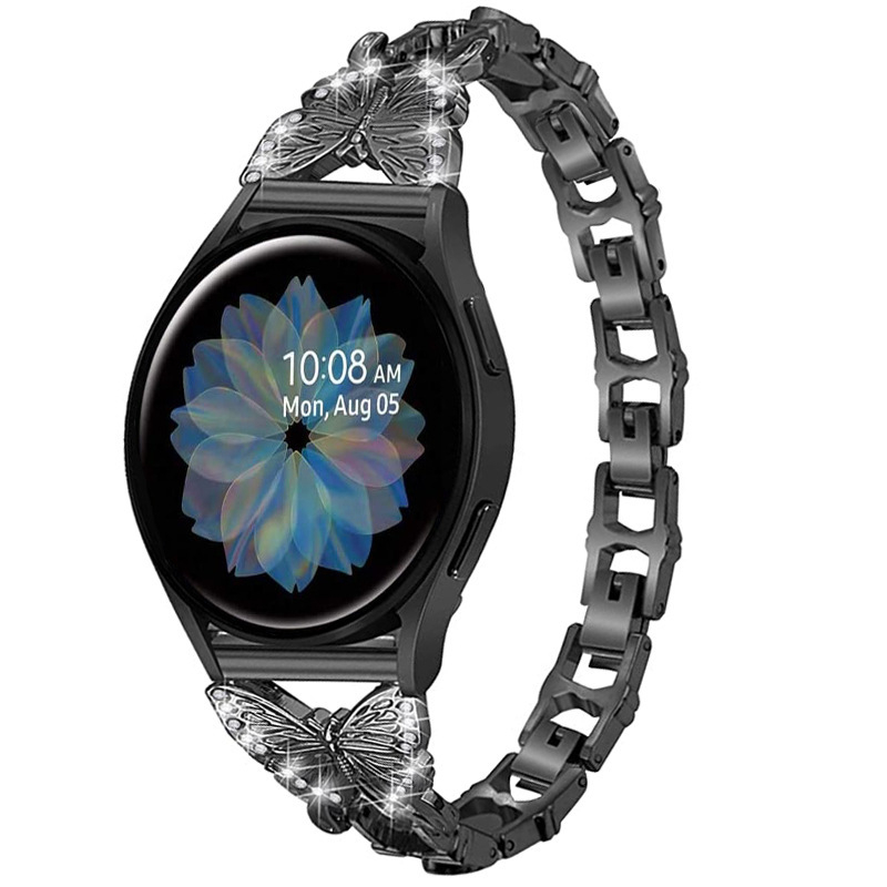 Bratara pentru Apple Watch cu motiv fluture diamantat, aliaj de zinc, compatibilă cu Apple Watch generațiile 1–8, închidere snap