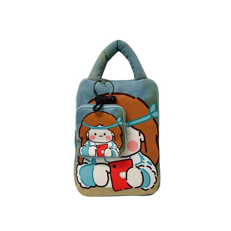 Laptop- és tabletás táska, gyerekes rajzfilm stílus (légáteresztő; ultra könnyű; kopásálló; anti-szeizmikus) • Anyag: Poliészter • Belső: Poliészter-pamut • Mintázat: Személy • Uniszex