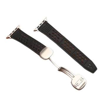 Brățară Apple Watch din piele naturală, catară magnetică Ultra, piele Crazy Horse, respirabilă