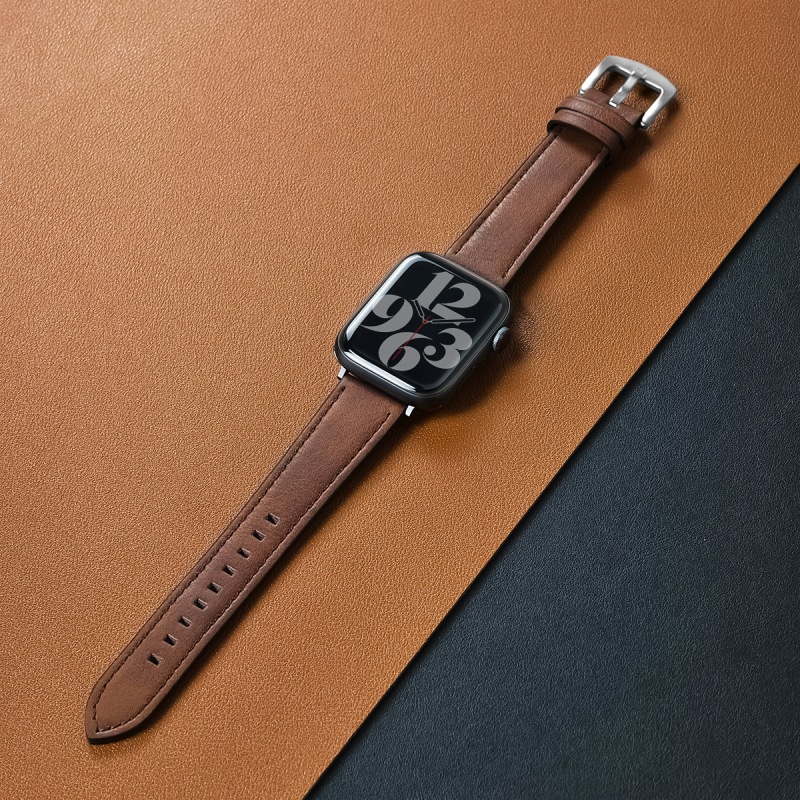 Brățară Apple Watch din piele microfibră, cataramă cu pin, compatibilă cu Apple Watch, greutate aproximativă 25 g, Geek thinking