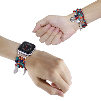 FOLUXE Remen za Apple Watch s drvenim perlama – Posey Wings dizajn, Modni stil