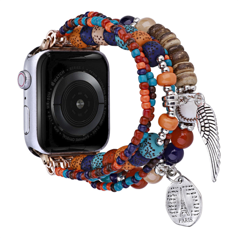 FOLUXE Remen za Apple Watch s drvenim perlama – Posey Wings dizajn, Modni stil