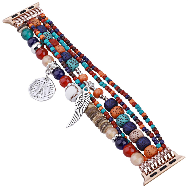 FOLUXE Remen za Apple Watch s drvenim perlama – Posey Wings dizajn, Modni stil