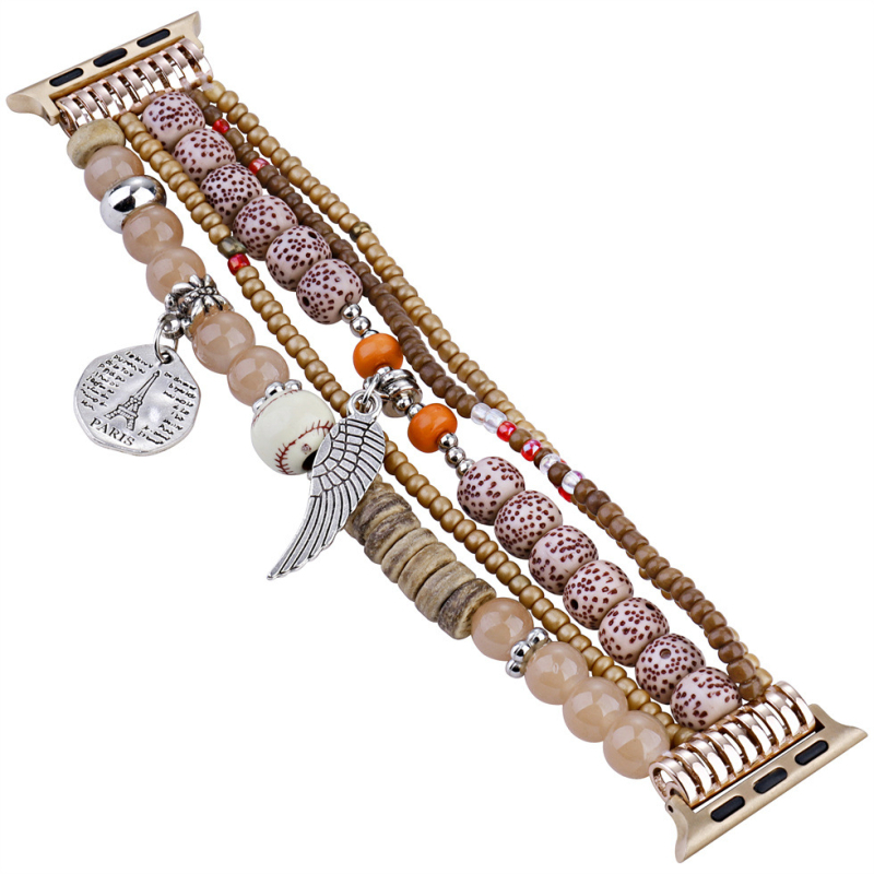FOLUXE Remen za Apple Watch s drvenim perlama – Posey Wings dizajn, Modni stil
