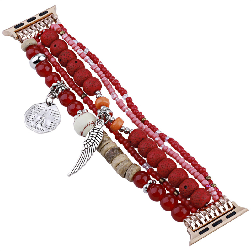 FOLUXE Remen za Apple Watch s drvenim perlama – Posey Wings dizajn, Modni stil
