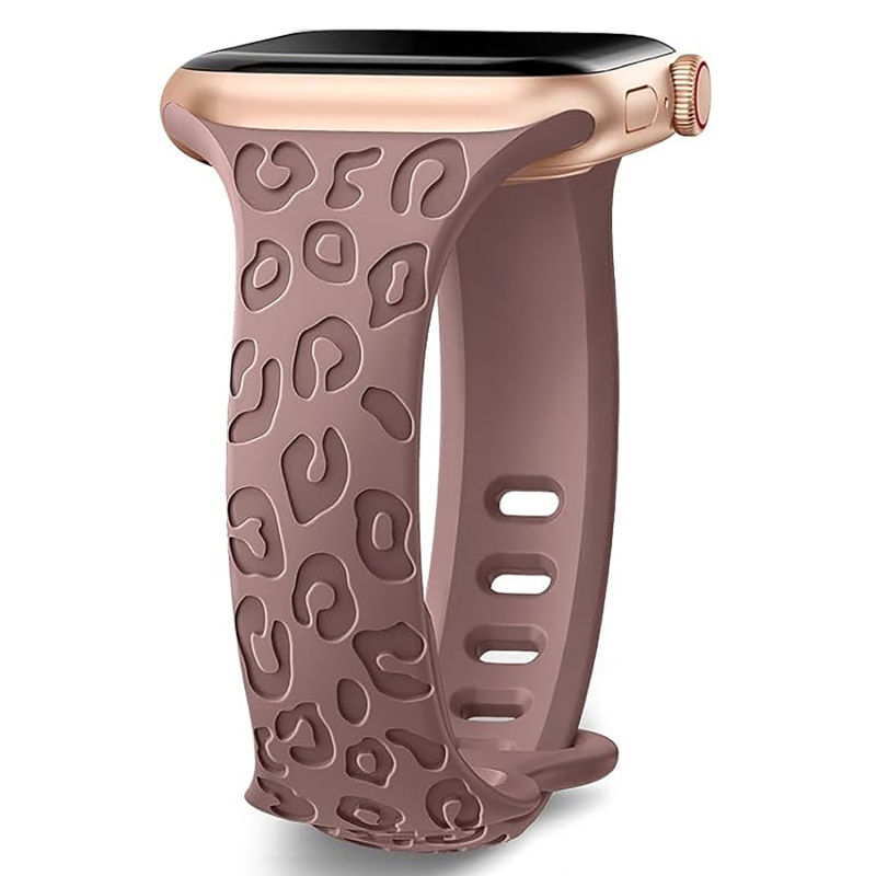 PUBEN силиконова каишка за Apple Watch, съвместима с Series 1–8 и S9, моден стил, леопардов принт