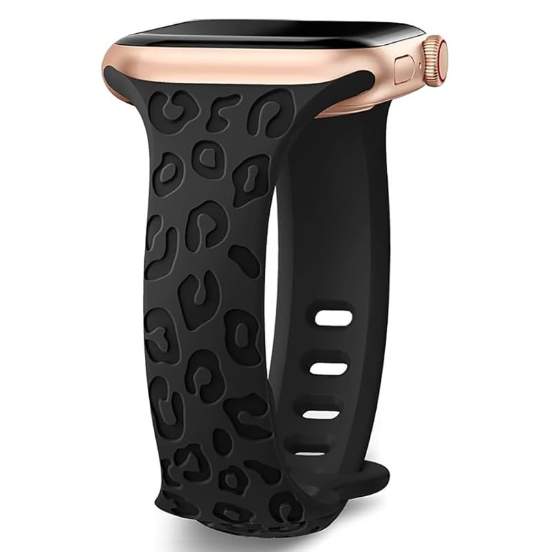 PUBEN силиконова каишка за Apple Watch, съвместима с Series 1–8 и S9, моден стил, леопардов принт