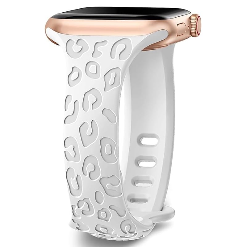 PUBEN силиконова каишка за Apple Watch, съвместима с Series 1–8 и S9, моден стил, леопардов принт